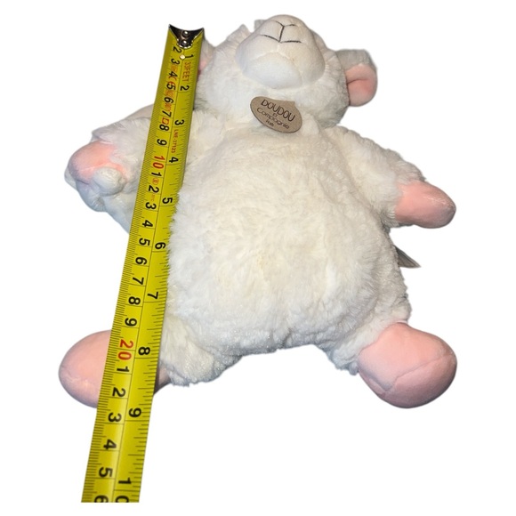 Doudou et Compagnie White Lamb Sheep Pink Plush Lovey Baby Security Blanket Toy - Picture 7 of 7